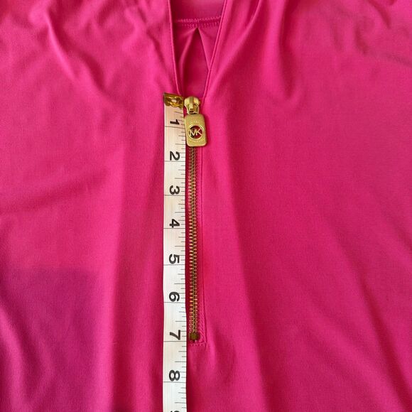 Michael Kors Women’s XL Magenta Pink Zip Front Blouse Roll Tab Sleeves - Picture 7 of 13